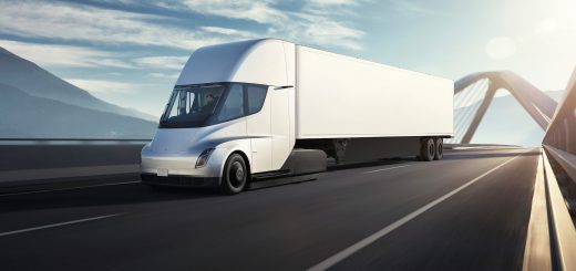 Tesla Semi driving on bridge