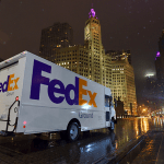 FedEx Ground Truck at night