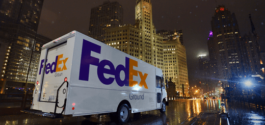 FedEx Ground Truck at night