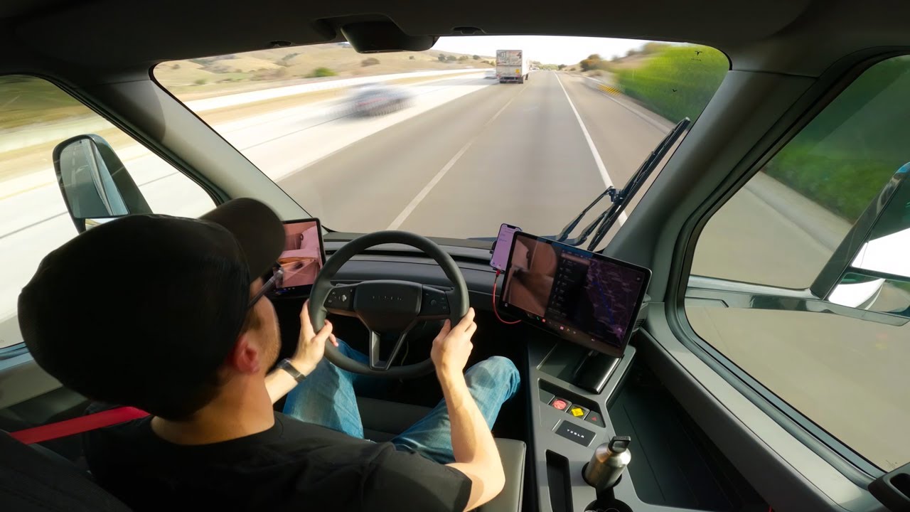 Tesla Semi driving 500 miles, fully loaded, on a single charge