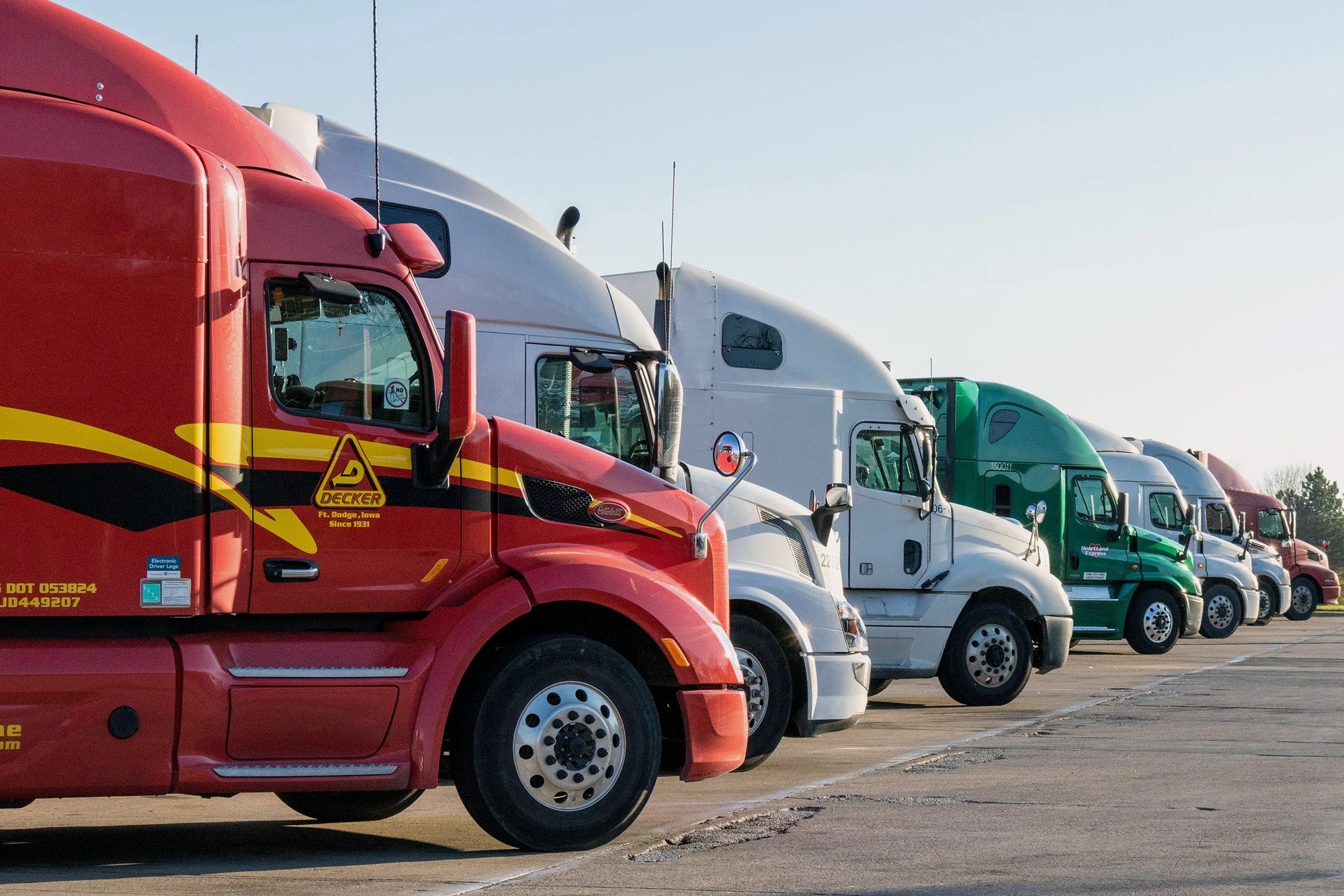 Trucks in a lineup