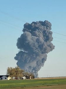 Texas Dairy Farm Explosion aftermath with destroyed barn