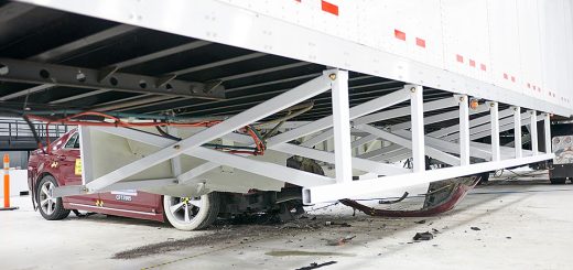 Side underride guard crash testing by IIHS of AngelWing guard by AirFlow Deflector