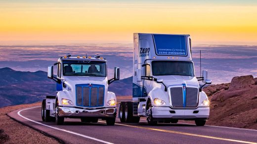 Kenworth T680 and Peterbilt 579 Hydrogen Fuel Cell Trucks at Pike Peak CO