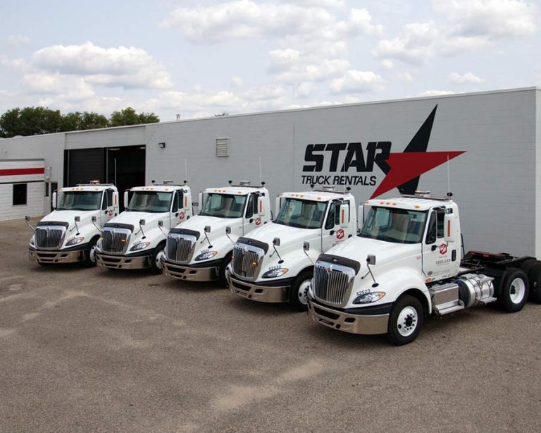 Star Truck Rentals Truck Fleet in front of HQ