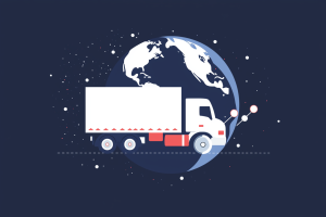 Render of truck in front of earth