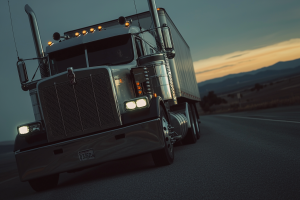 Artistic render of a Rig transporting on road