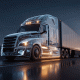 Truck with data of truck appearing as it drives