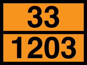 HM-265 Fuel Compliance: 7 Cost-Saving Changes—Efficiency Gains, Compliance Watchouts 5 Orange hazardous materials panel showing hazard number 33 and UN identification number 1203.