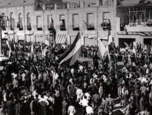 Iran Oil and Gas Turbulent Truth: A Definitive Look at 9 Turning Points in U.S. Strategy 13 Black-and-white street rally with a dense crowd and large Iranian flags during the oil nationalization movement in Tehran.