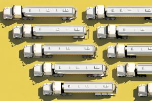Tank Fleet Compliance Update: Essential 11-Point Guide for March 23, 2026 6 Overhead illustration of white tank trucks arranged in staggered horizontal rows on a solid yellow background.