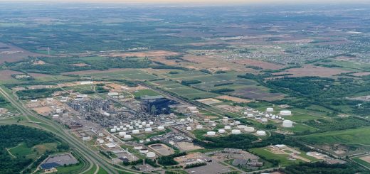 Pine Bend oil refinery processing complex in Inver Grove Heights, Minnesota.