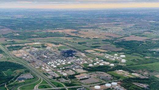 Pine Bend oil refinery processing complex in Inver Grove Heights, Minnesota.