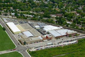 EMCO Deal Would Add Northeast Chemical Distribution and Bulk Delivery Operations 4 Aerial view of EMCO’s North Chicago chemical packaging facility, with industrial buildings, storage tanks and tank trailers.