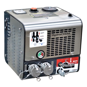 Why More Chemical Fleets Are Re-Evaluating Truck Layouts 2 Paragon HydraCHEM Standard unit with a metal enclosure, front control levers, pressure gauge, and capped inlet and outlet connections.