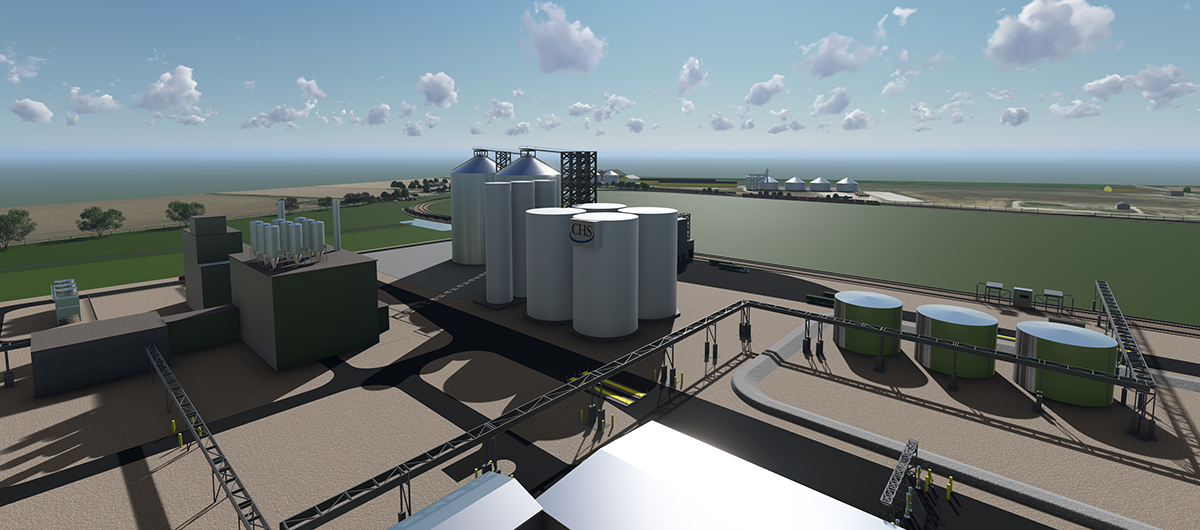 Rendering of the planned CHS soybean processing facility in Evansville, Wisconsin.
