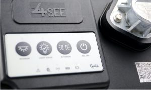 FMCSA Reopens Comments on Radar-Triggered Rear-Collision Warning Lights 6 Close-up of a Grote 4SEE smart nose box with lighting controls and an electrical connector